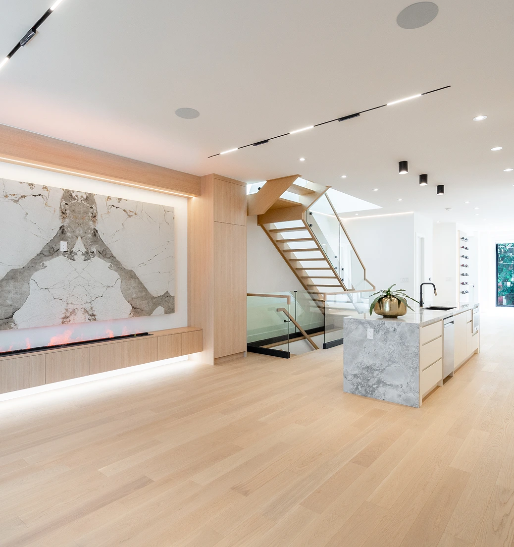 Rear extension addition creating spacious family room and kitchen expansion