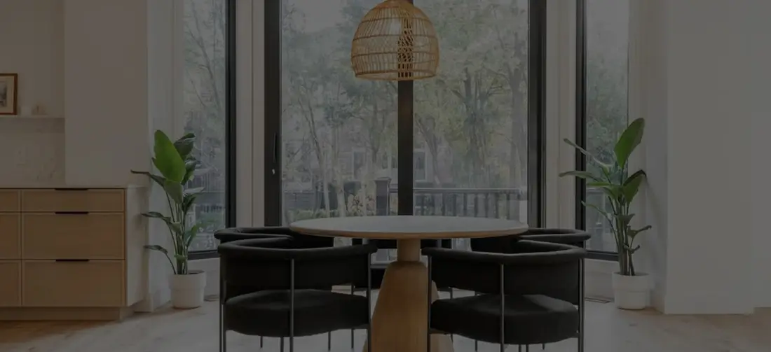 Dining area with floor to ceiling windows overlooking the garden near Caledon